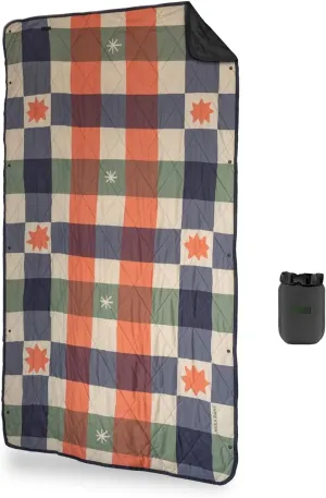 Gravel UltraPak™Packable Outdoor Puffy Camping Blanket - Nylon 20D Fabric, Lightweight, Hands-Free Snap, Easy Clean, Ideal Waterproof Outdoor Blanket for Camping & Hiking - Plaid