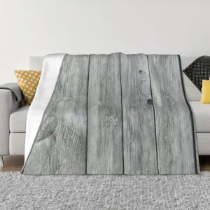 Gray Reclaimed Wood Light 60"X50" Flannel Blanket - 100% Soft Polyester, Lightweight and Warm, Suitable for Families, Camping, Travel