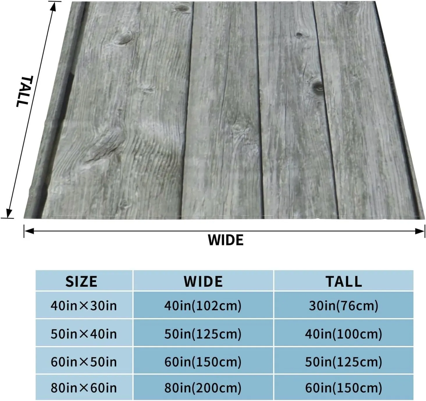 Gray Reclaimed Wood Light 60"X50" Flannel Blanket - 100% Soft Polyester, Lightweight and Warm, Suitable for Families, Camping, Travel