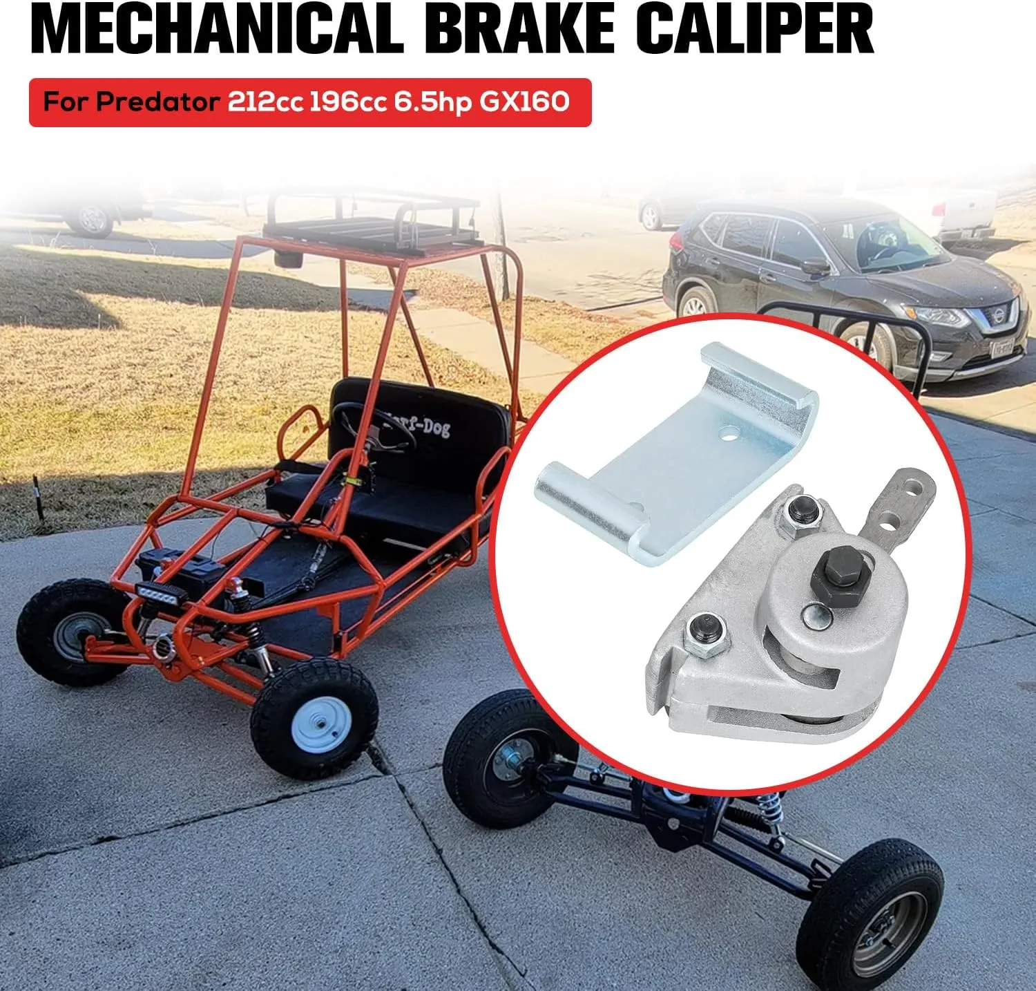 GREHUA Go Kart Mechanical Disc Brake Caliper & Bracket Kit Compatible with Manco 9598 9597 Yerf-Dog Murray Carter ASW Bristers Thunder Airheart MB-1 Predator 212cc 196cc 6.5hp GX160 Go Cart Parts