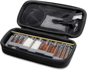 GRITR Universal Multi-Caliber Gun Cleaning Kit | 12 Ga/20 Ga/.22 Cal (223/5.56) Pistol, Rifle & Shotgun Cleaner Supplies Set w/EVA Carrying Case | Bronze Brushes, Cotton Mops, Rod, Cleaning Patches