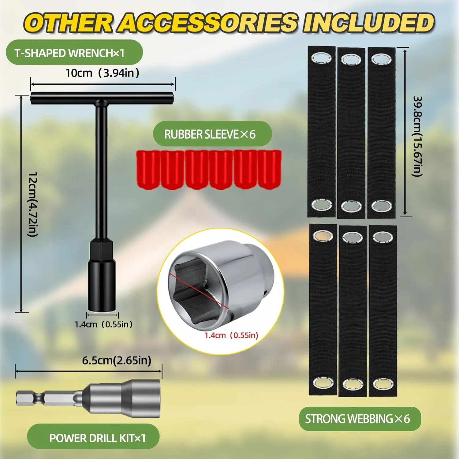 Ground Anchors Screw in, 6 Pack Spiral Trampoline Anchors with Nut and Tool Swing Set Anchors Tent Stakes High Wind Heavy Duty Earth Anchors for Sheds Canopies Carports Mobile Home