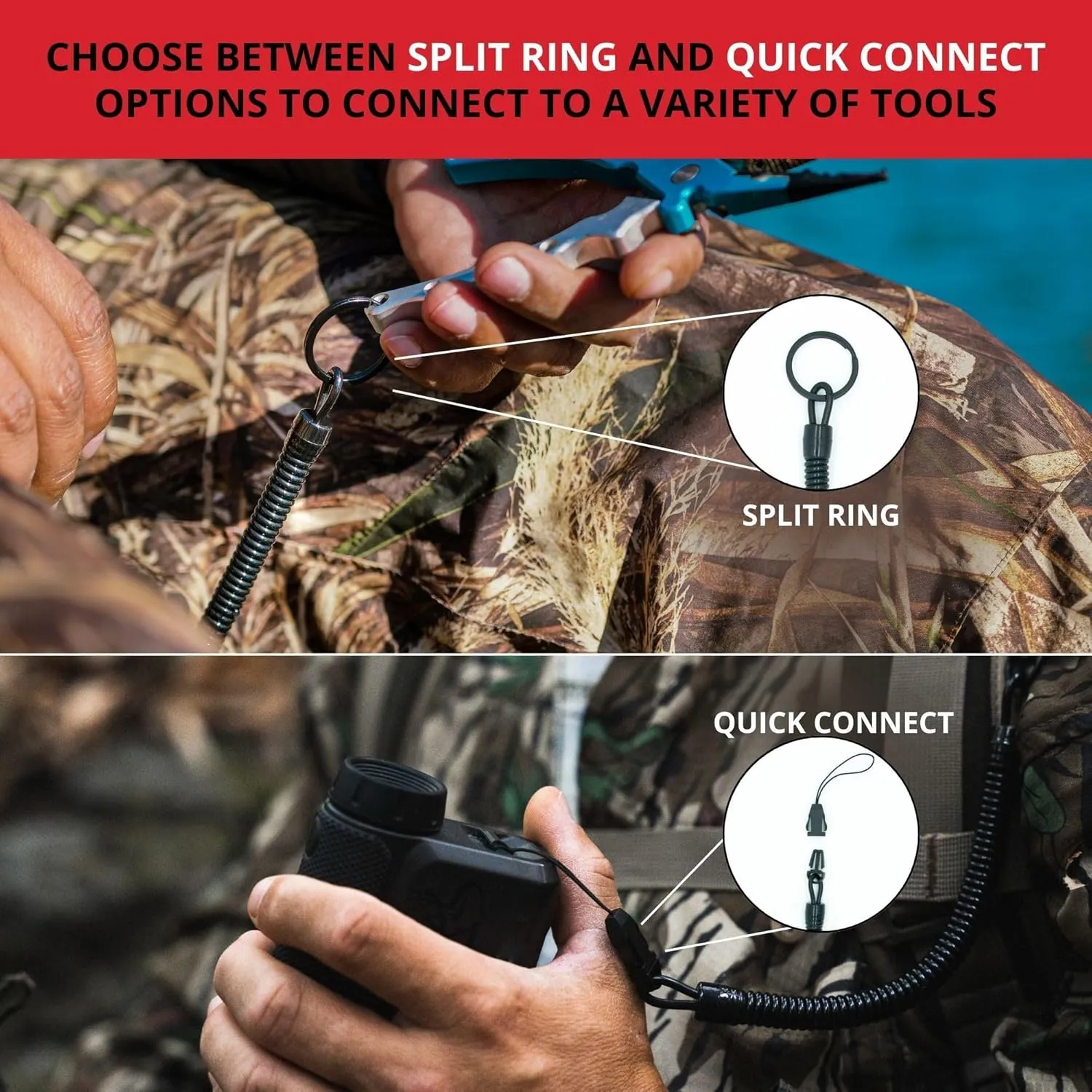 Guardian Micro Series Utility Leash - Quick Connect - Extends Over 3ft - Ideal for Hiking, Fishing, Hunting, Climbing - Connects to Pliers, Knives, GPS & More, Compact, Strong, Weather Resistant