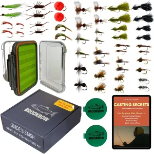 Guide's Stash Fly Fishing Flies Kit – 48 Premium Hand-Tied Flies for Trout, Bass & Panfish | Fly Casting Secrets Mini Class Included | Essential Fly Fishing Gear