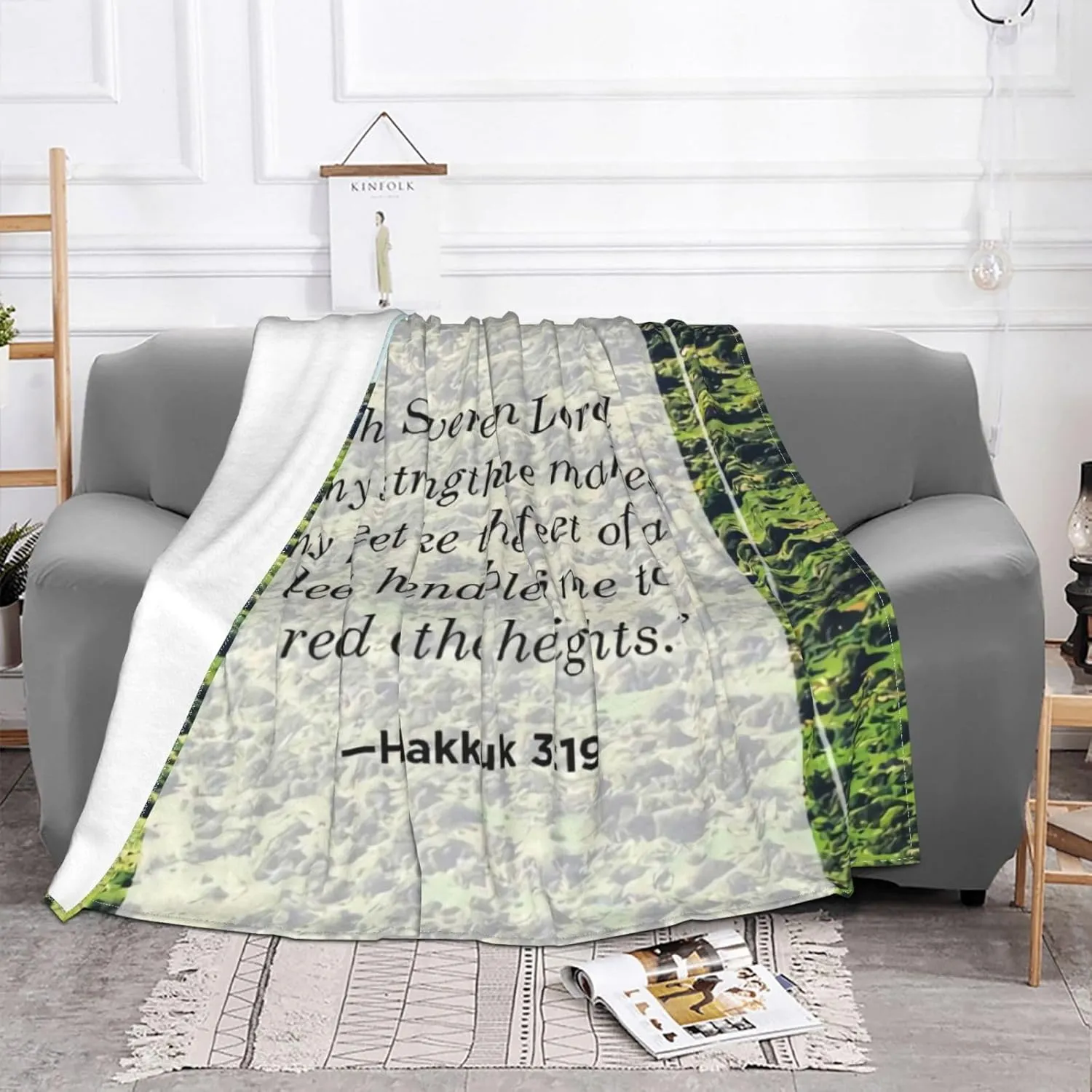 Habakkuk 3 19 60"X50" Flannel Blanket - 100% Soft Polyester, Lightweight and Warm, Suitable for Families, Camping, Travel