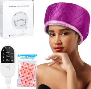 Hair Steamer for Deep Conditioning, Heat Cap for Natural Hair Home use Thermal Steamer 10 Level Heats Up Quickly with Timer Settings Electric Heat Hair Spa Hat (Purple)