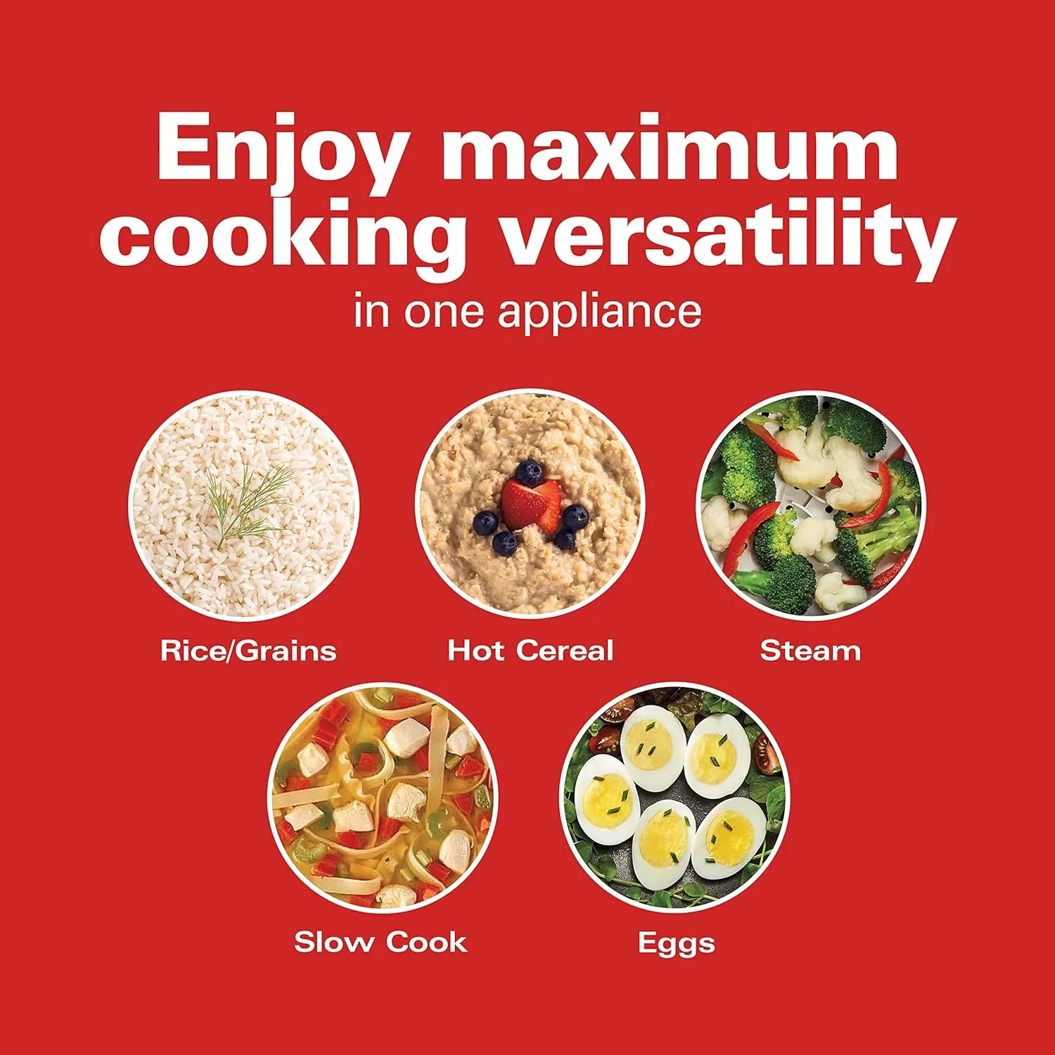 Hamilton Beach Digital Programmable Rice Cooker & Food Steamer, with Slow Hard-Boiled Egg Functions, Egg/Steam Tray, Small & Compact, 6 Cups Cooked (3 Uncooked), Stainless Steel (37524)