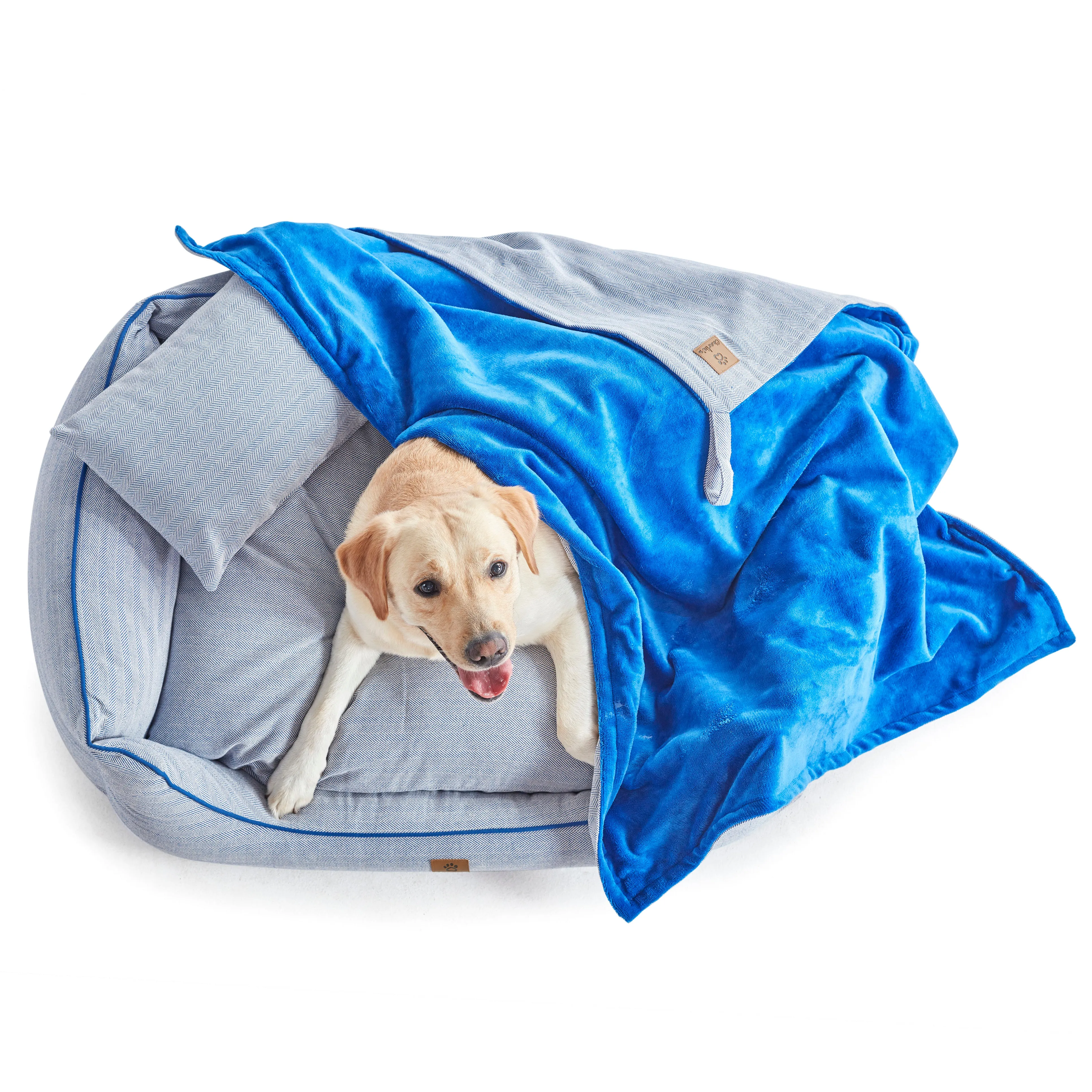 Hampton Herringbone Bed, Pillow & Blanket 3pc Set - Blue