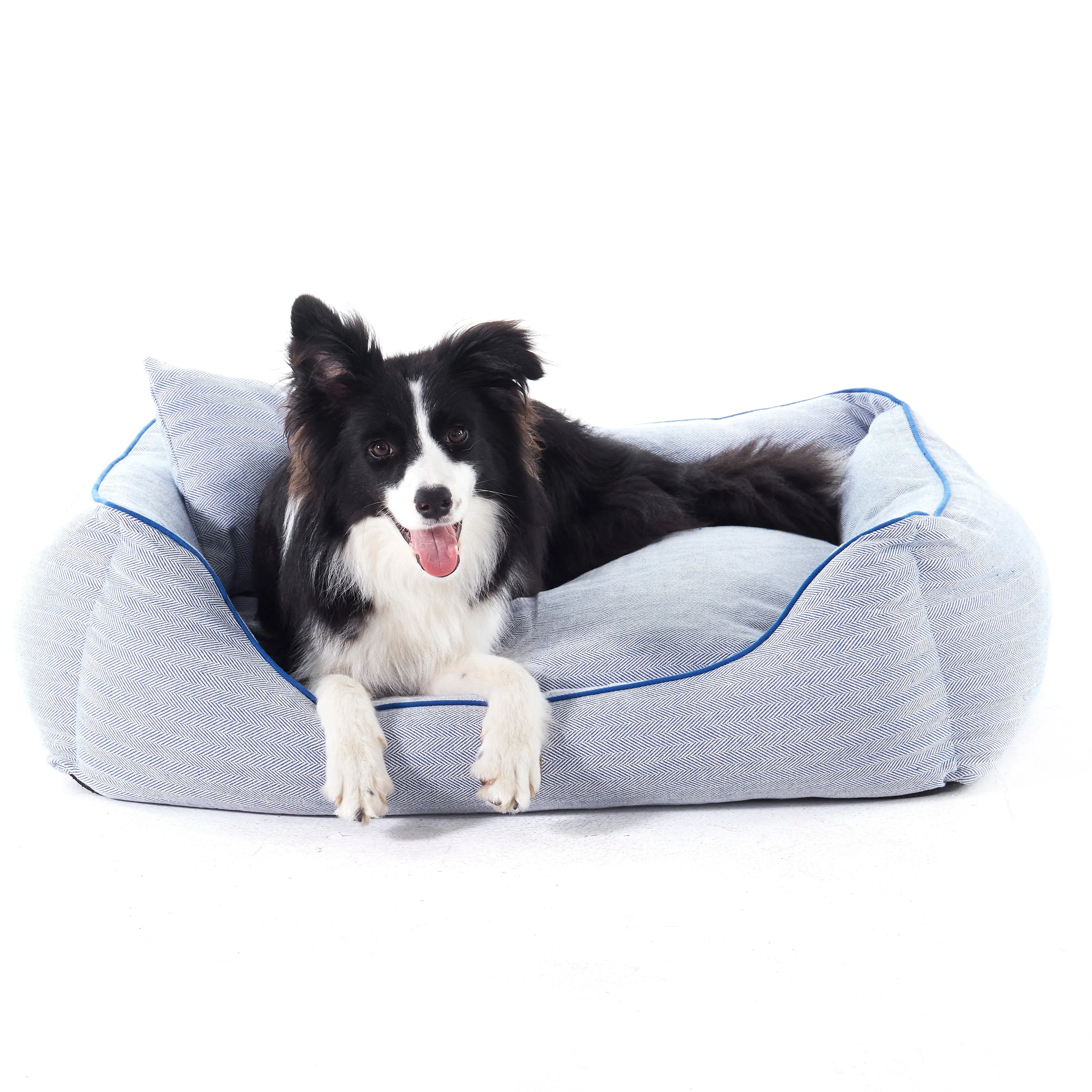 Hampton Herringbone Bed, Pillow & Blanket 3pc Set - Blue