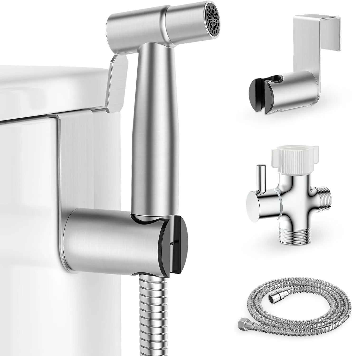 Handheld Bidet Sprayer for Toilet, Stainless Steel Sprayer Kit with Adjustable Water Pressure Control, Muslim Shower Toilet Spray, Bathroom Bidet for Enhanced Personal Hygiene, 2 Spray Modes