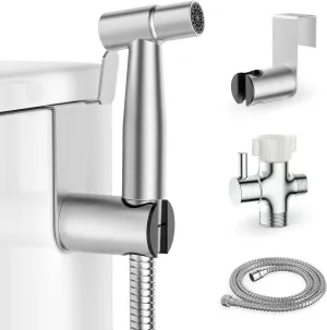 Handheld Bidet Sprayer for Toilet, Stainless Steel Sprayer Kit with Adjustable Water Pressure Control, Muslim Shower Toilet Spray, Bathroom Bidet for Enhanced Personal Hygiene, 2 Spray Modes
