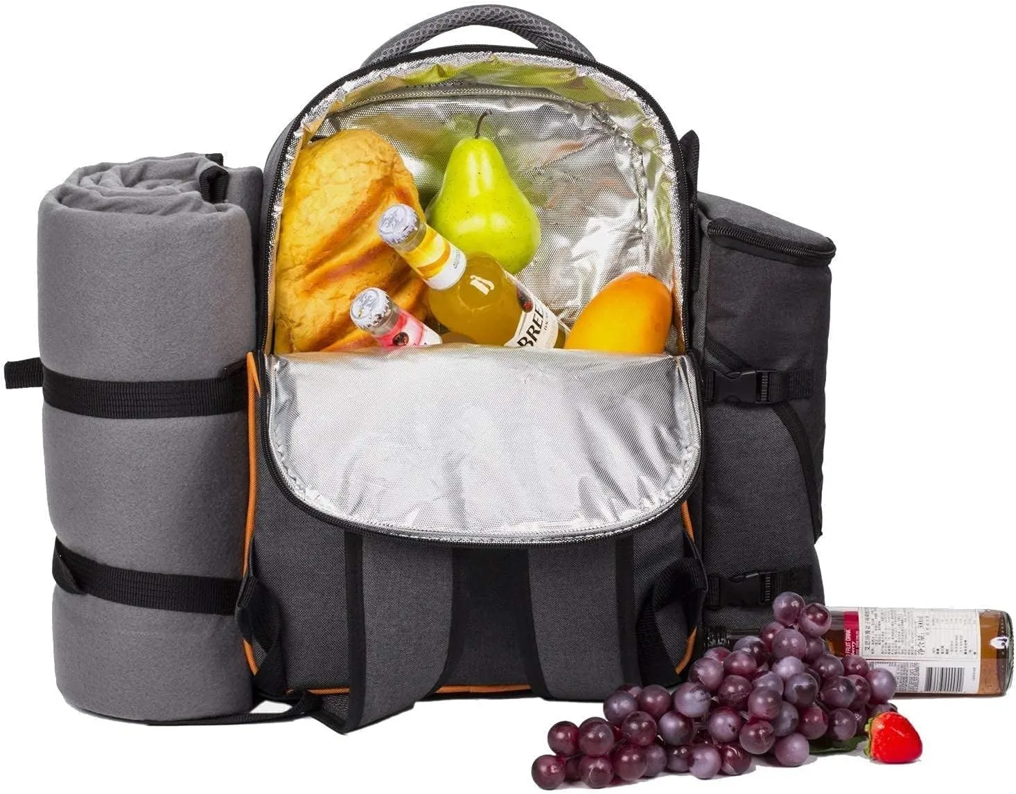 Hap Tim Picnic Basket Backpack for 4 Person with Insulated Cooler Compartment, Wine Holder, Fleece Blanket, Cutlery Set, Engagement Gifts for Couples, Bridal Shower Gift, Wedding Gifts(36021)