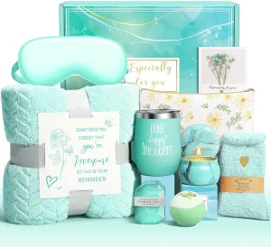 Happy Birthday Gifts for Women Self Care Gift, Relaxing Care Package Get Well Soon Spa Gift Basket with Luxury Blanket, Mothers Day, Brithday Gifts for Mom Her Friend Sister Wife