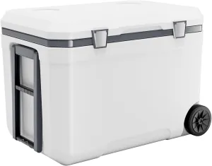 Happybuy 45QT Wheeled Portable Cooler – Lightweight Insulated Cooler with 60-Hour Ice Retention, Heavy-Duty Handles & Cup Holder, Ideal for Family Picnics, Camping & Long Trips