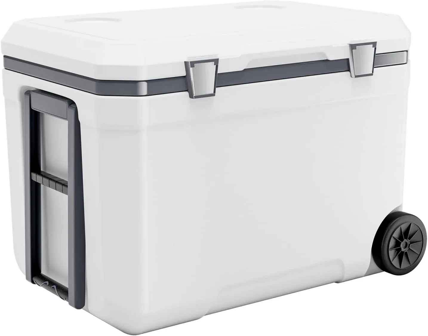 Happybuy 45QT Wheeled Portable Cooler – Lightweight Insulated Cooler with 60-Hour Ice Retention, Heavy-Duty Handles & Cup Holder, Ideal for Family Picnics, Camping & Long Trips