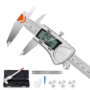 HARDELL Digital Caliper, IP54 Waterproof Caliper Measuring Tool with 3-Batteries & Extra Cover, All Stainlee Steel Vernier Caliper Digital Micrometer, Inch/MM/Fraction for DIY/Household/3D-printing