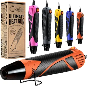 Heat Gun for Crafting, Mini Dual Temp Hot Air Gun Tool for Epoxy Resin, Shrink Wrapping, Vinyl Wrap, Embossing, Electronics, Candle Making, Sublimation, Phone Repair & DIY (Orange/Black)