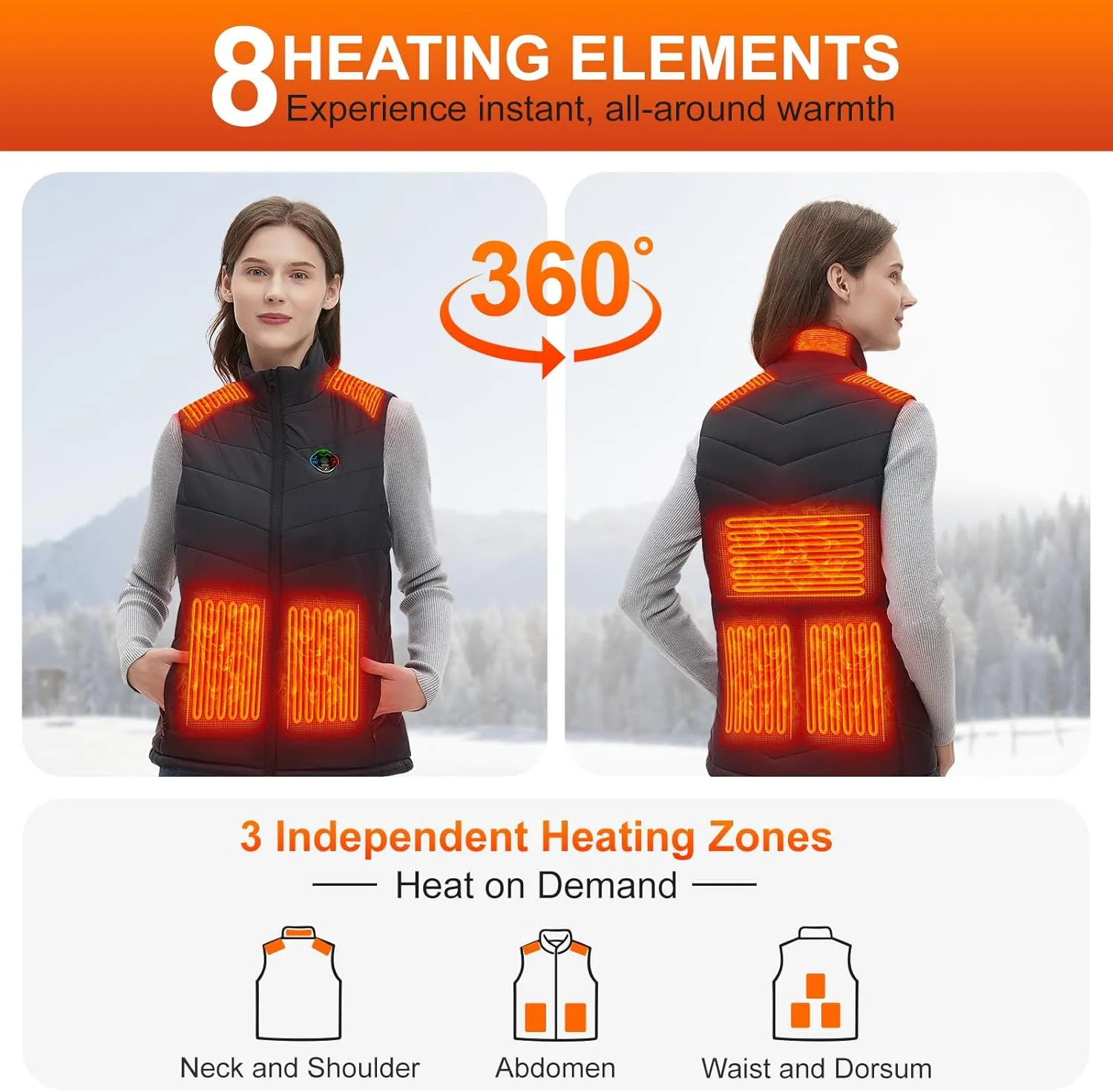 Heated Vest Women with Battery Pack Included, Smart Controller, Lightweight Electric Heating Jacket, Light Out Design