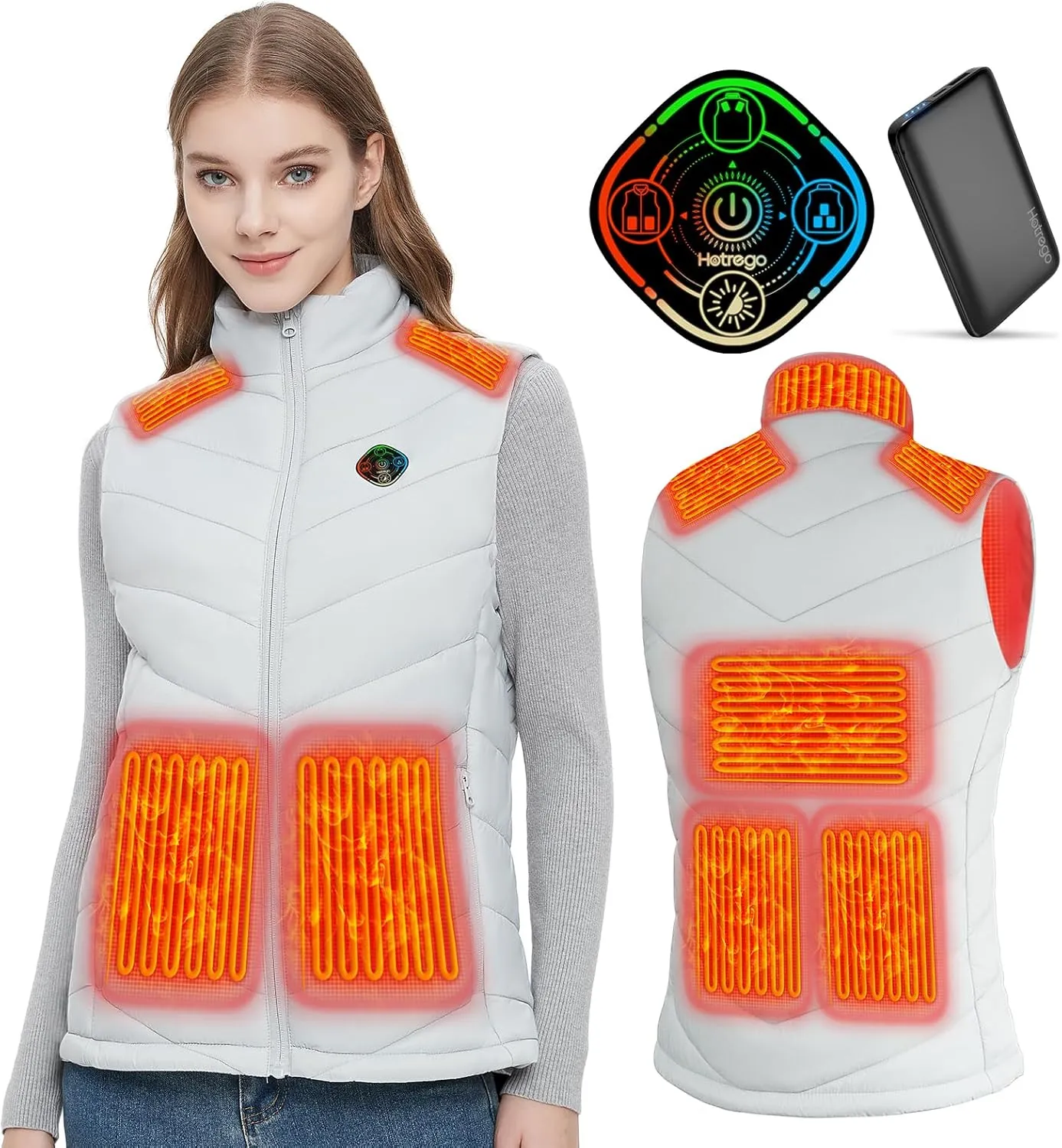 Heated Vest Women with Battery Pack Included, Smart Controller, Lightweight Electric Heating Jacket, Light Out Design
