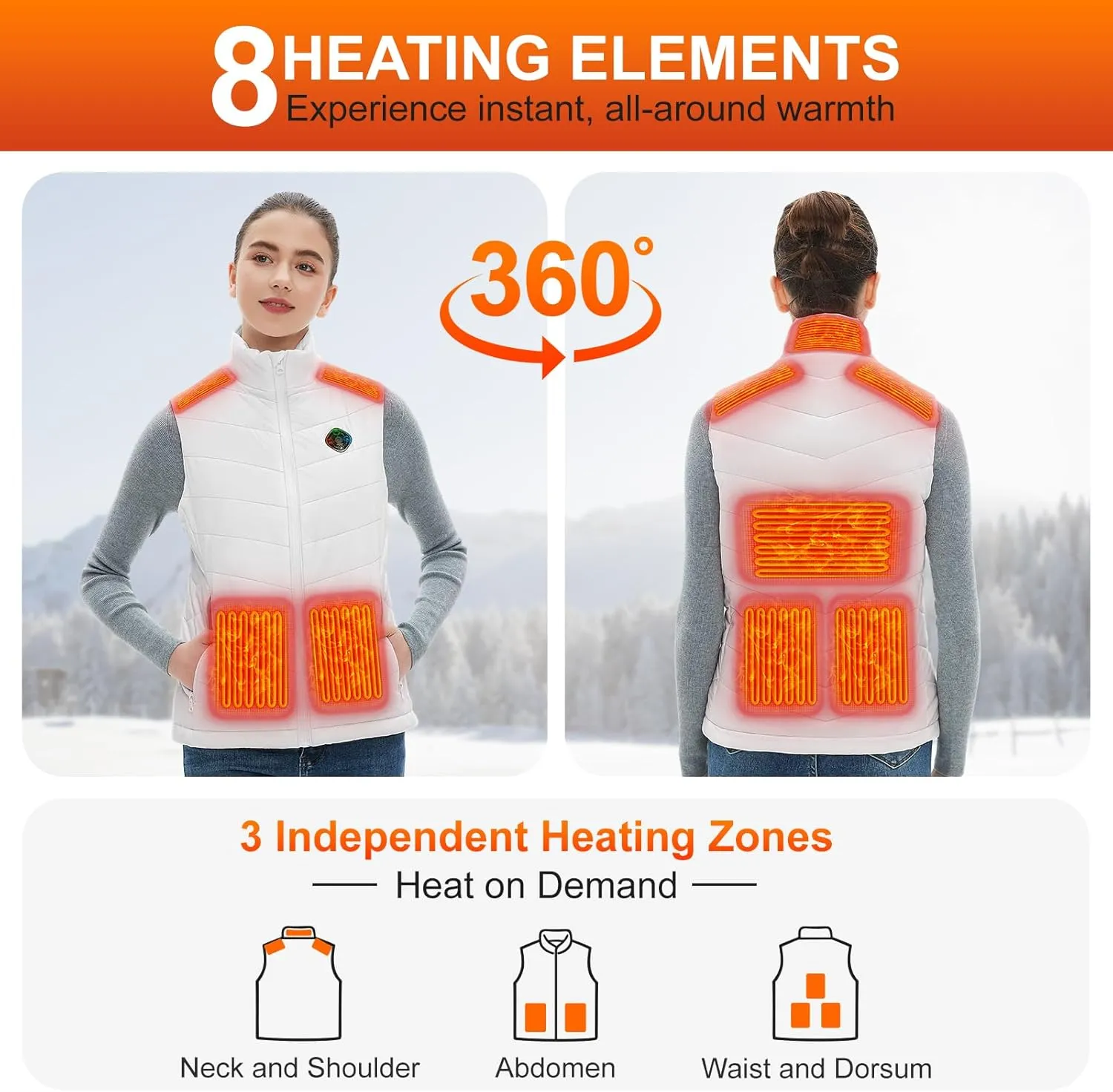 Heated Vest Women with Battery Pack Included, Smart Controller, Lightweight Electric Heating Jacket, Light Out Design