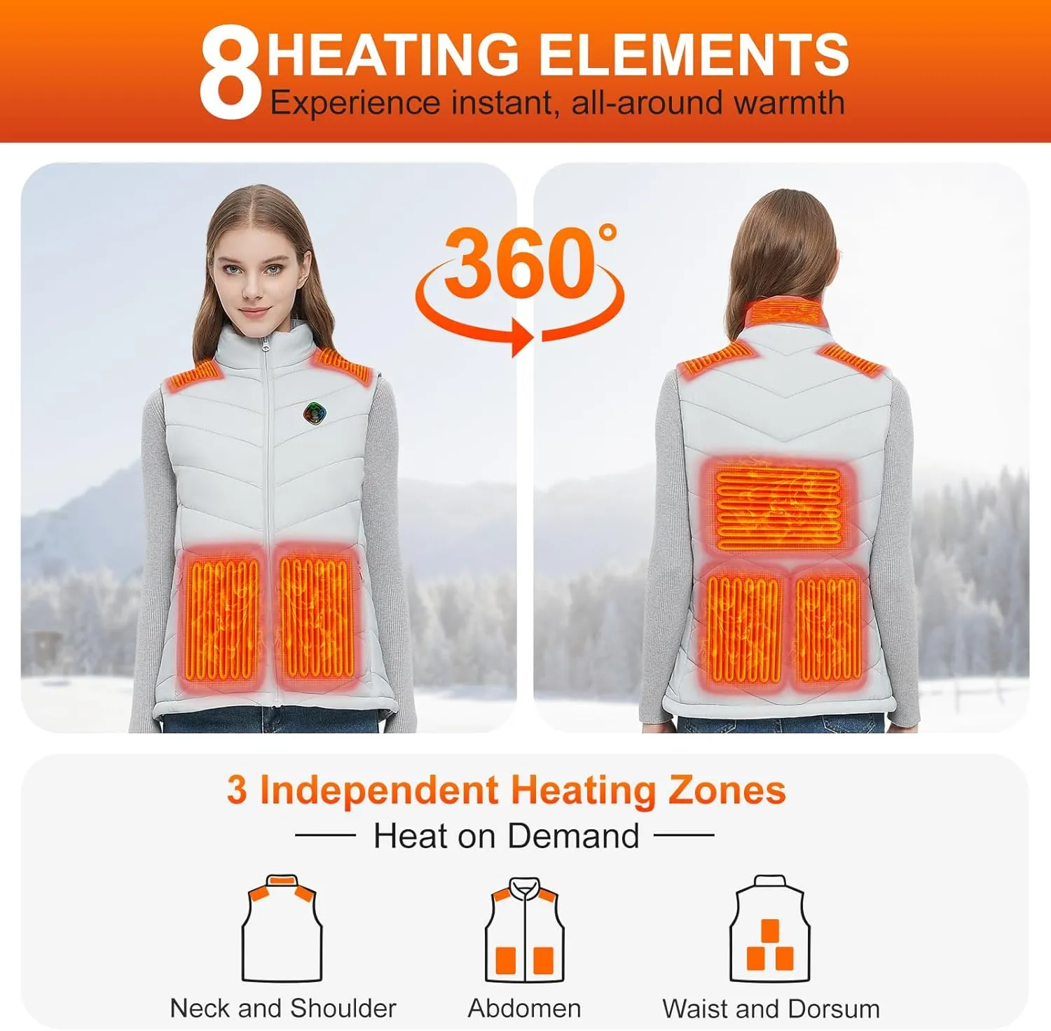 Heated Vest Women with Battery Pack Included, Smart Controller, Lightweight Electric Heating Jacket, Light Out Design