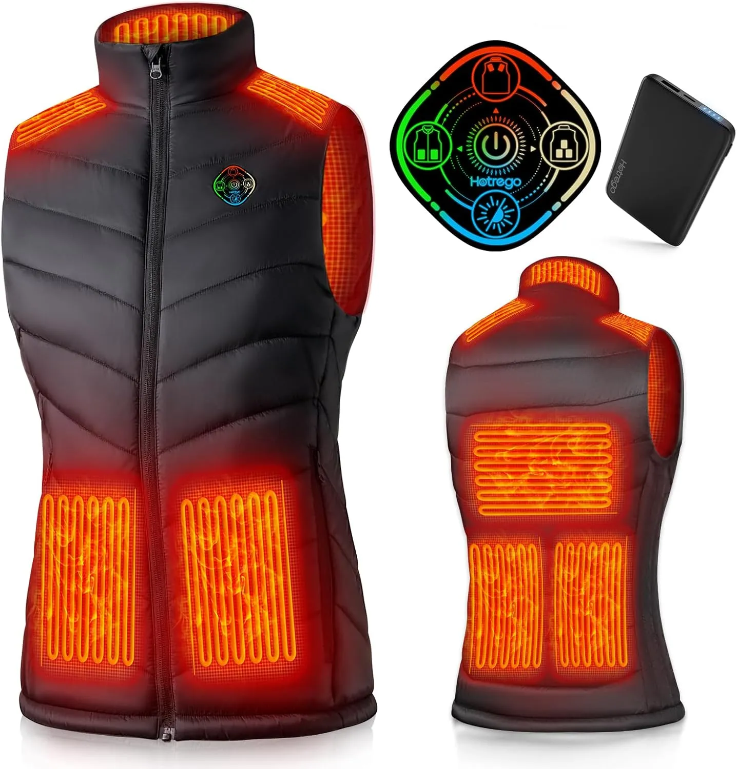 Heated Vest Women with Battery Pack Included, Smart Controller, Lightweight Electric Heating Jacket, Light Out Design