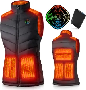 Heated Vest Women with Battery Pack Included, Smart Controller, Lightweight Electric Heating Jacket, Light Out Design