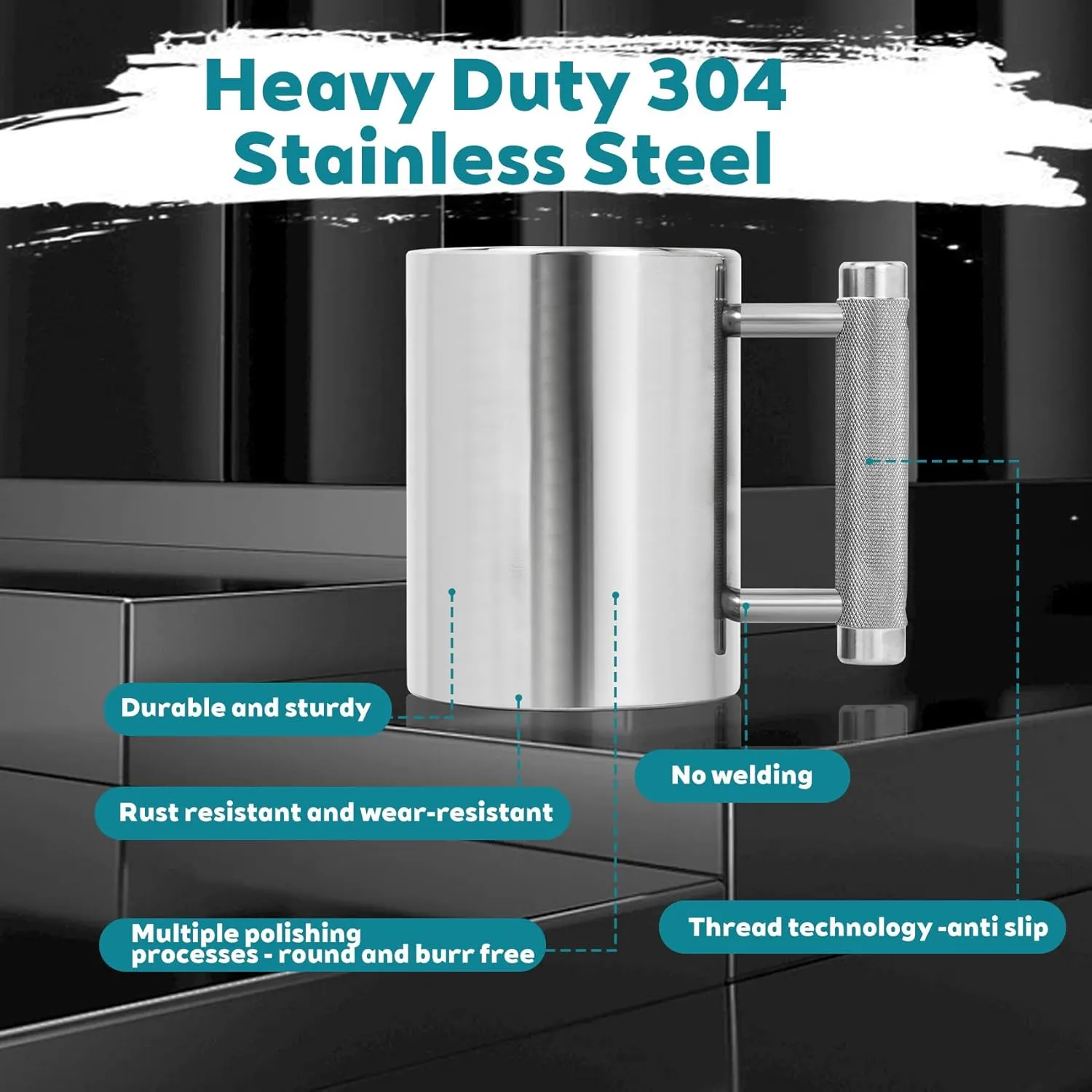 Heavy Mug, Exercise and Fitness Dumbbells, Stainless Steel Fitness Water Cup, 22lb 18lb 13lb 8.8lb