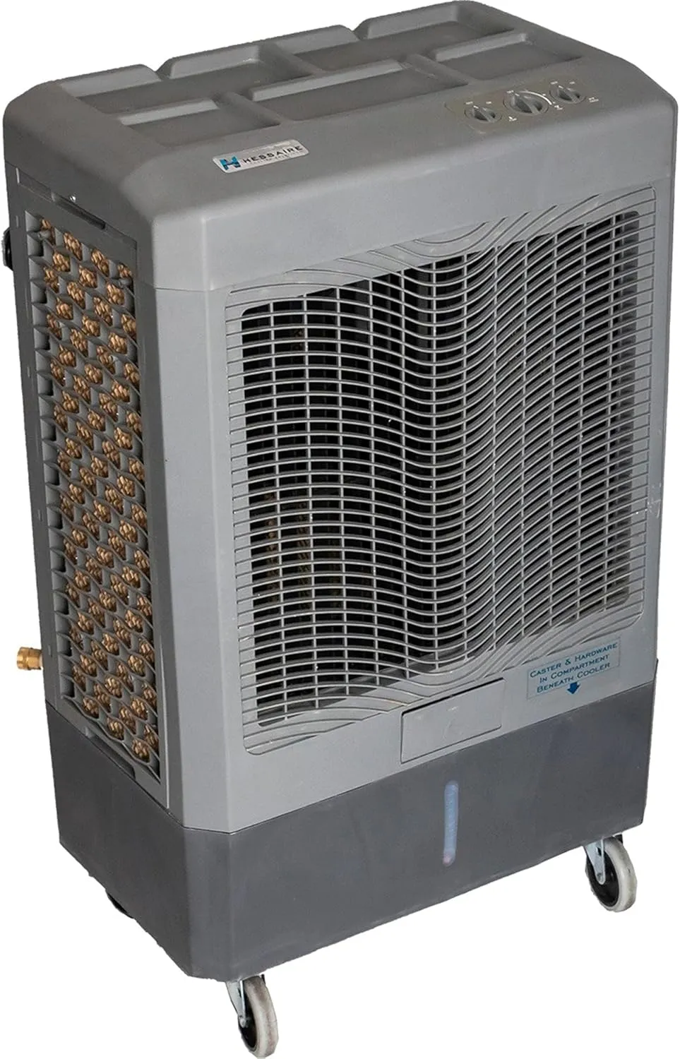 Hessaire Indoor and Outdoor Use Portable 1,600 Square Foot Cooling Area, Evaporative Swamp Air Cooler with 3 Fan Settings, Gray