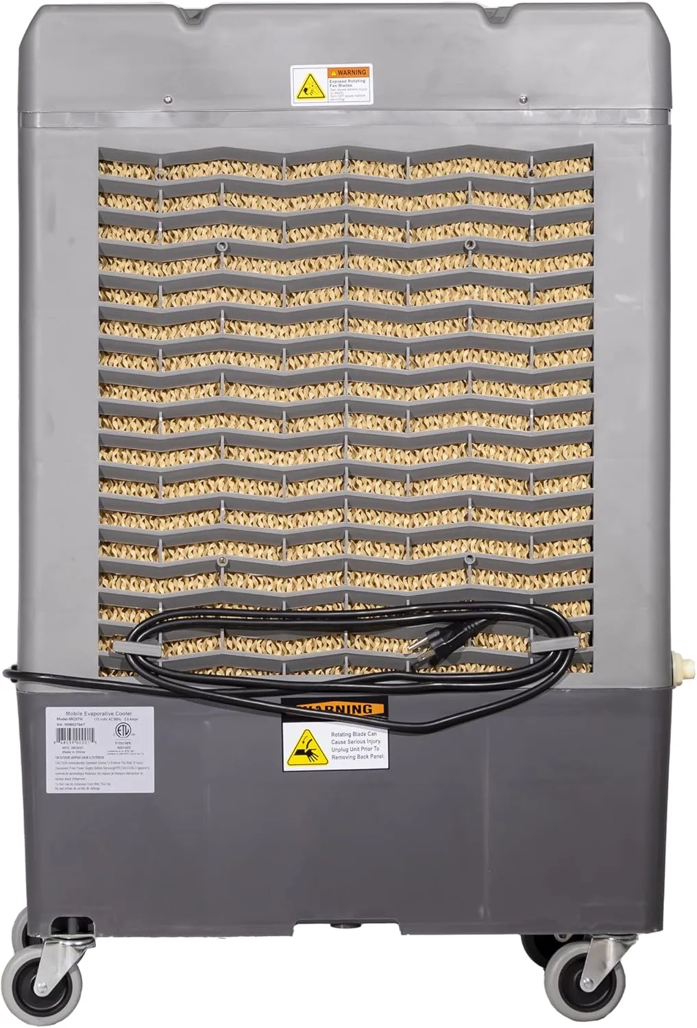 Hessaire Indoor and Outdoor Use Portable 1,600 Square Foot Cooling Area, Evaporative Swamp Air Cooler with 3 Fan Settings, Gray