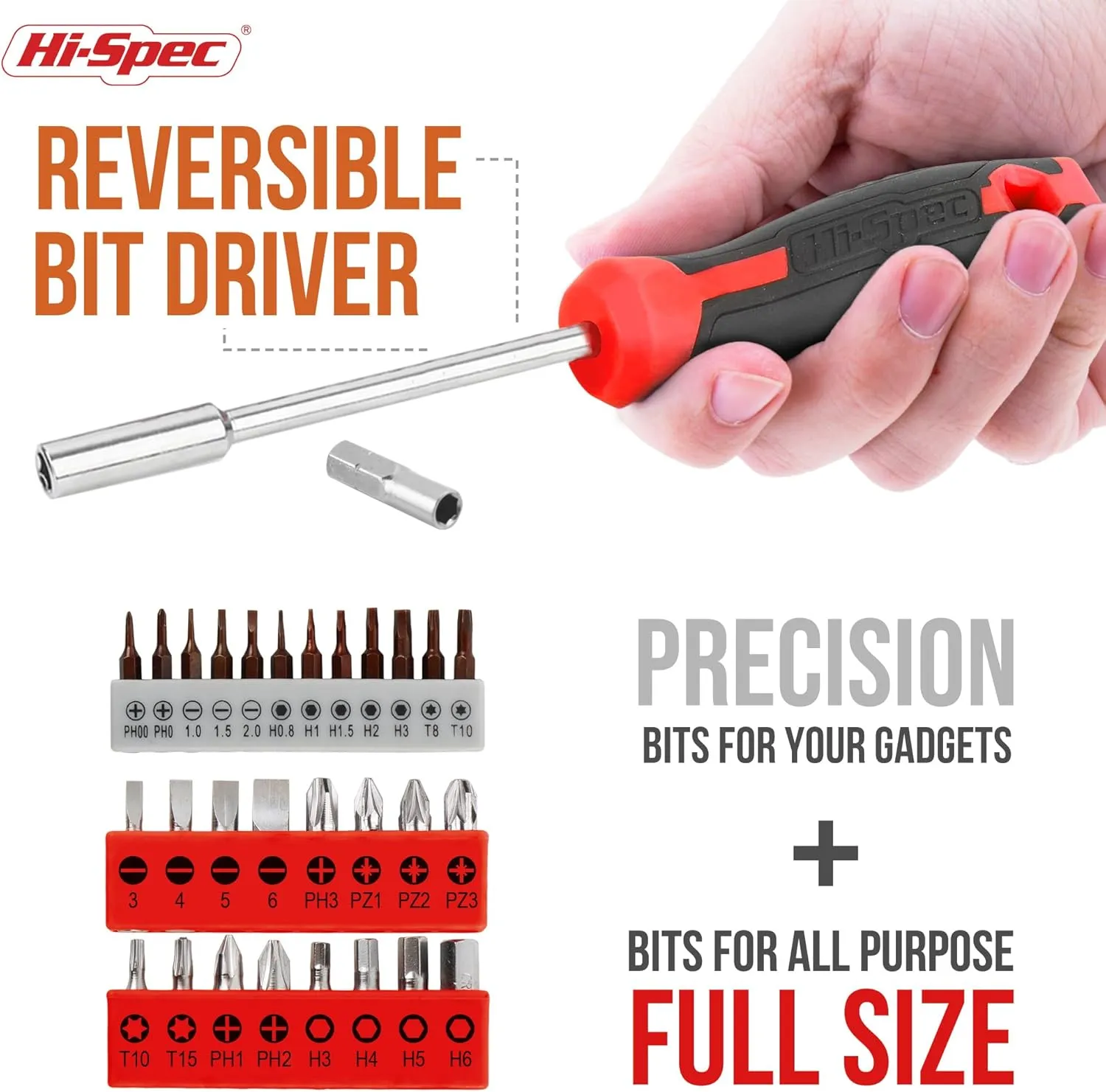 Hi-Spec 42pc Red Household DIY Small Tool Kit. Toolbox Set of Starter Basic Tools Kit for Home & Office