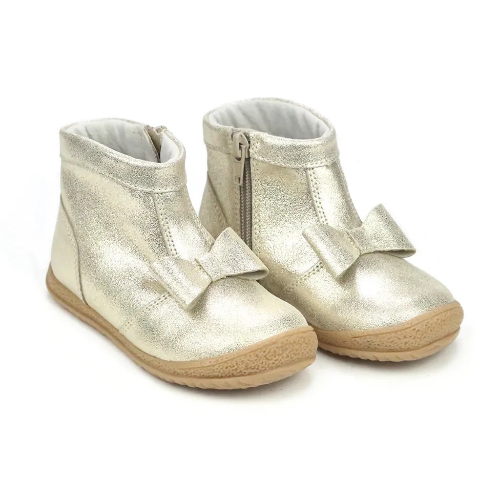 Hilary Champagne Shimmer Bow Boot