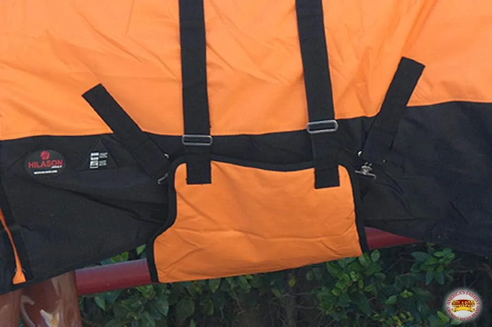 HILASON 1200D Winter Waterproof Poly Horse Blanket Belly Wrap Orange - 72 Inches