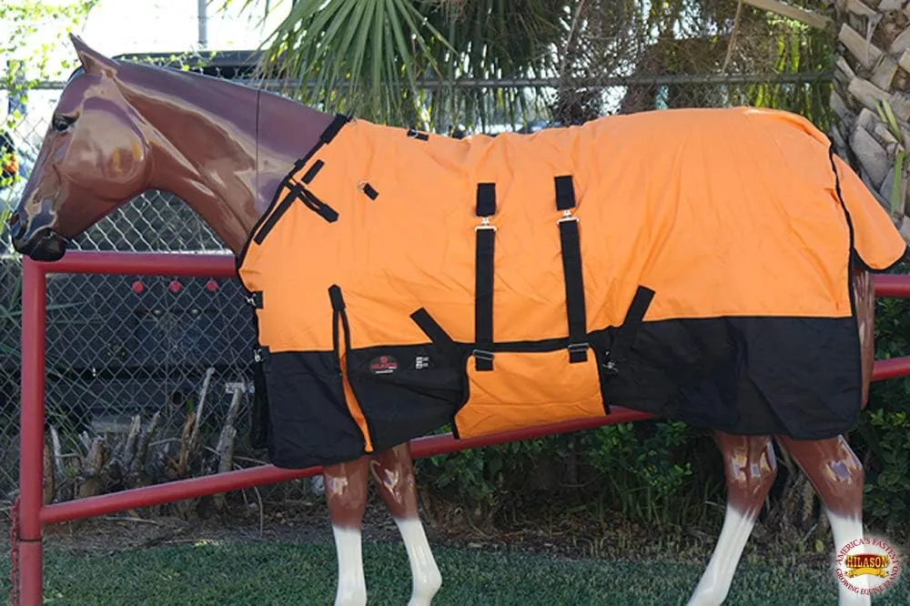 HILASON 1200D Winter Waterproof Poly Horse Blanket Belly Wrap Orange - 72 Inches