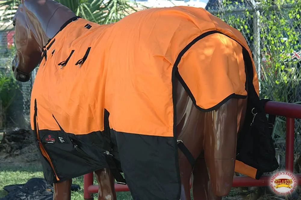HILASON 1200D Winter Waterproof Poly Horse Blanket Belly Wrap Orange - 72 Inches