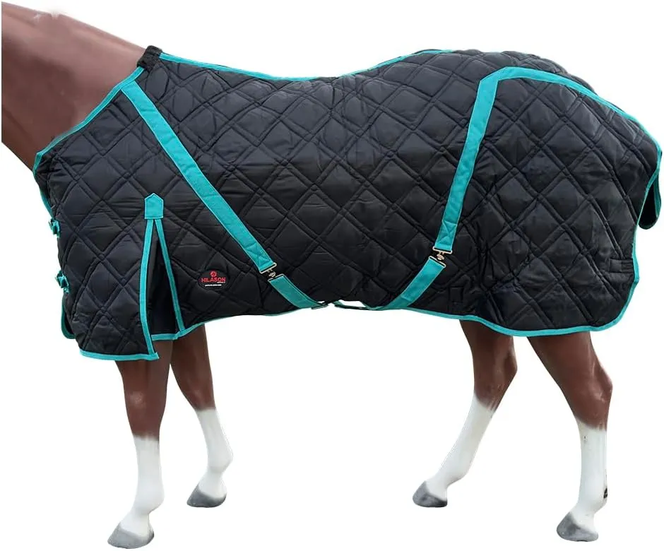 HILASON Western Horse Stable Blanket Quilted | Horse Blanket | Horse Blankets for Winter | Water Resistant Stable Blankets for Horses | Blankets for Horses | Black | 75 Inches