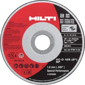 Hilti SP-Cut-off wheel - 4.5" Diameter - Thickness 0.045 - Arbor - 7/8" - 436655