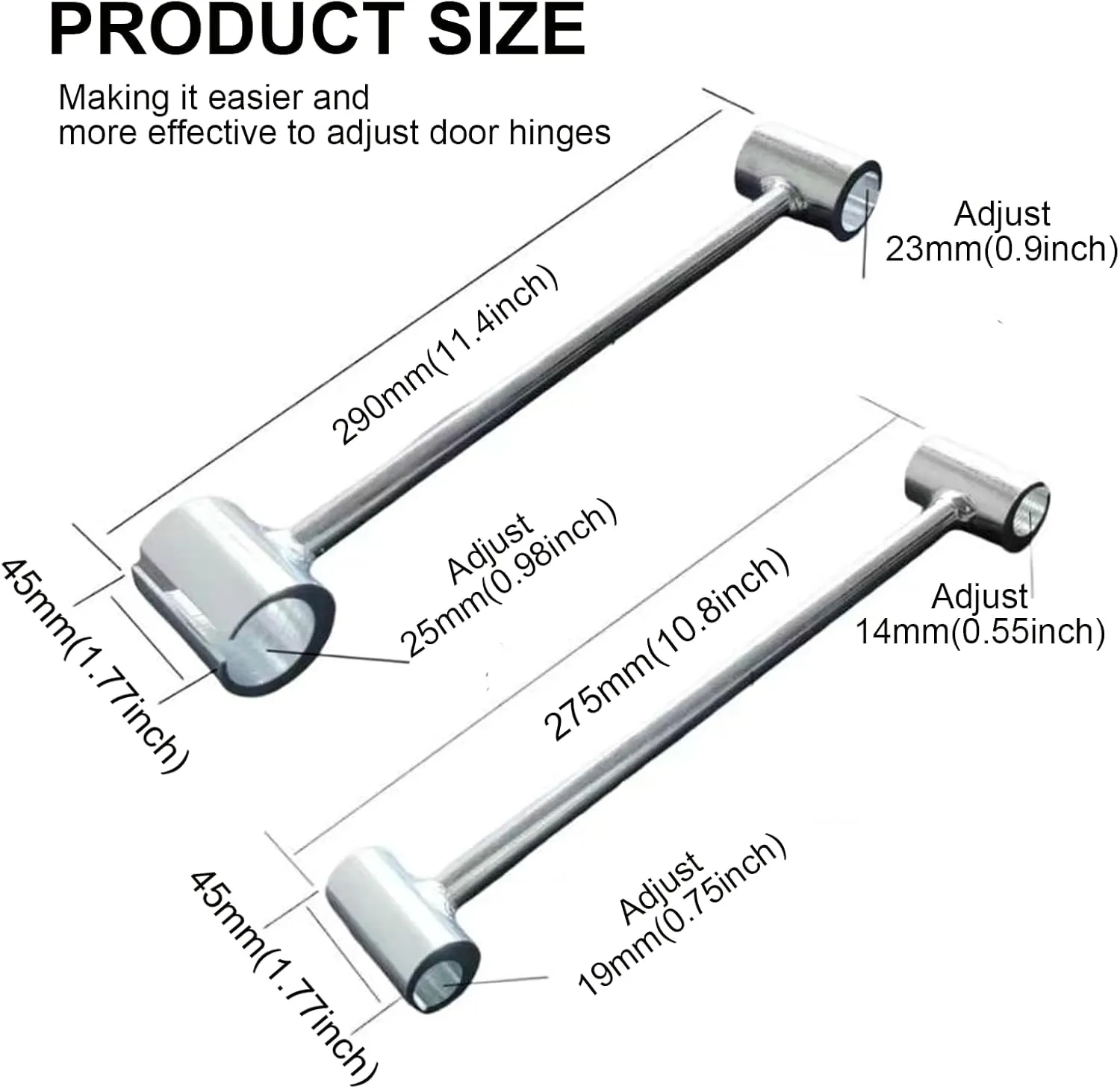 Hinges Gap Adjusting Wrench, Door hinge repair tool, Upgraded steel double-ended door hinge repair wrench, Heavy-duty door hinge adjustment tool for standard round bolts (two-pack)