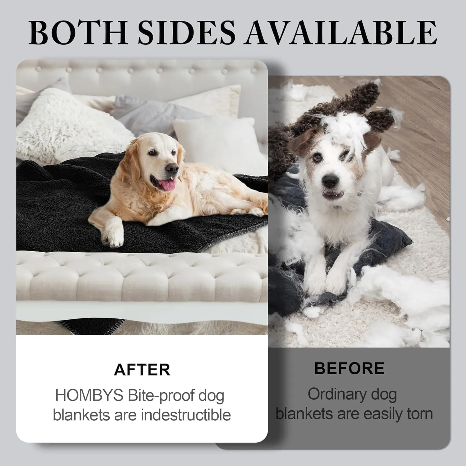 HOMBYS Chewproof Dog Blanket for Dogs, Leak Proof Soft Furry Pet Blanket Couch Cover Protection, Sofa, Bed & Furniture Protector, Indestructible Dog Blanket for Chewers