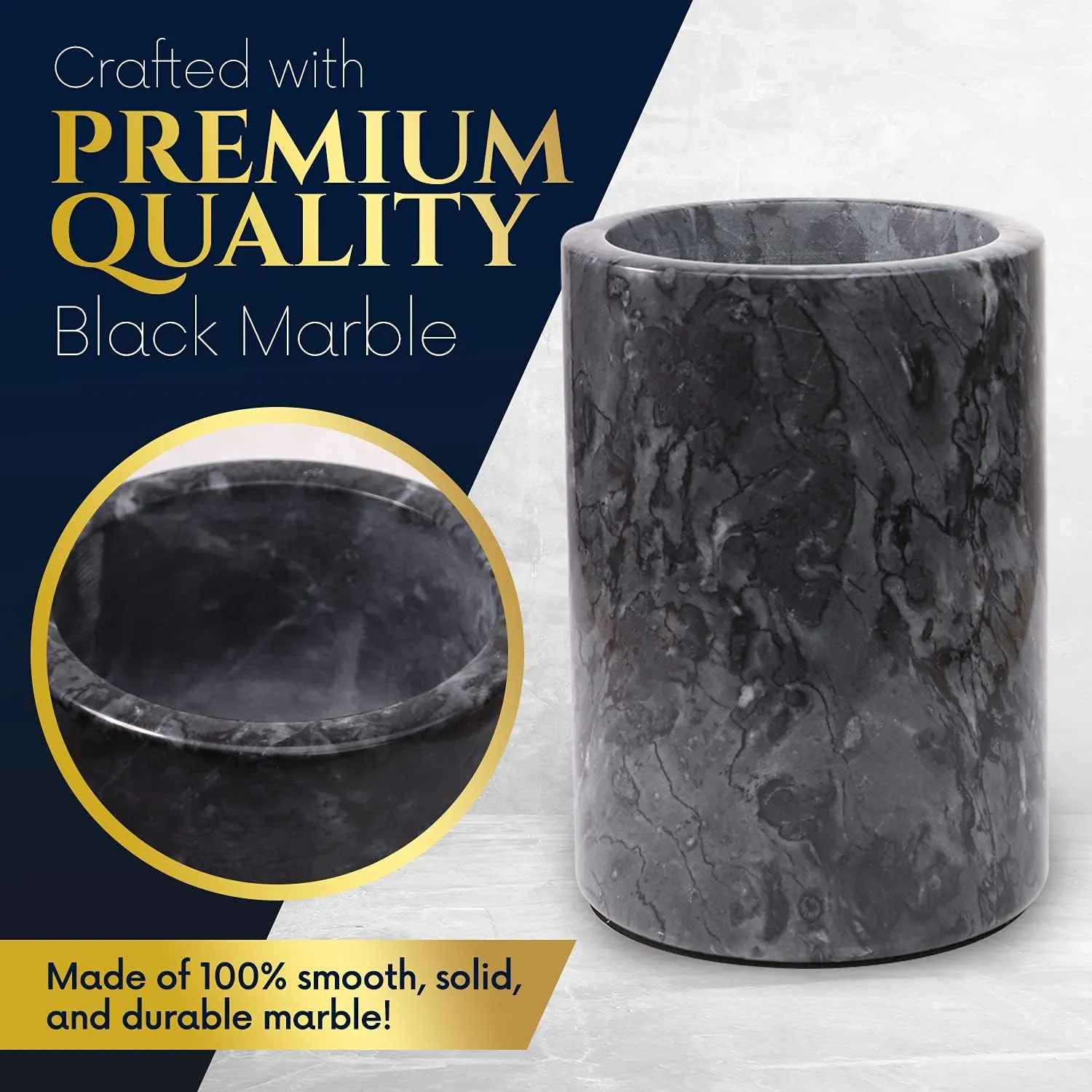 Homeries Marble Wine Chiller Bucket - Wine & Champagne Cooler for Parties, Dinner – Keep Wine & Beverages Cold, Wine Chillers for Bottles – Holds Any 750ml Bottle (Gray)