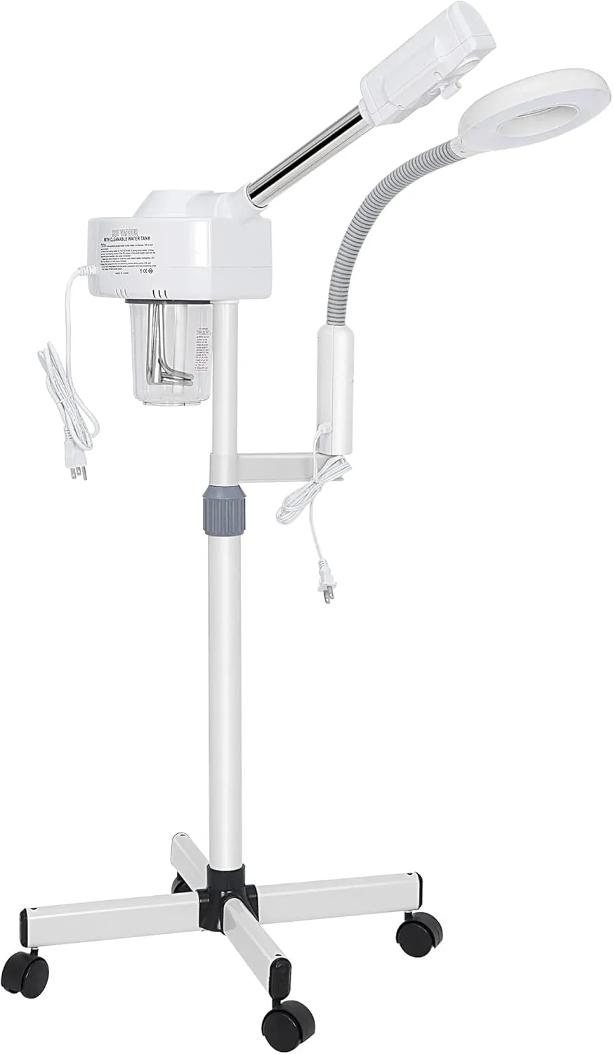HomGarden Pro 2 in 1 Facial Steamer 5X LED Floor Magnifying Lamp UV Ozone Mist Face Steamer Salon Spa Beauty Skin Care Equipment