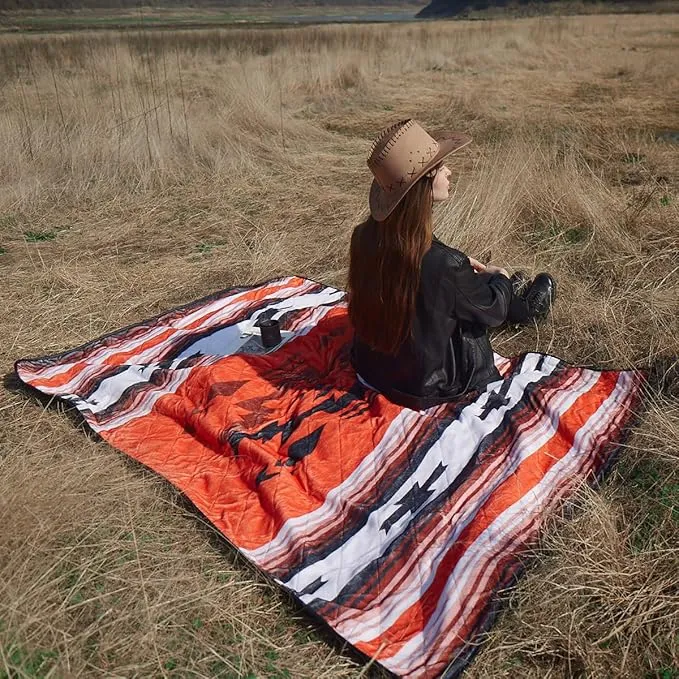 HORIMOTE HOME Outdoor Waterproof Camping Blanket, Extra Thick Flannel Fleece Warm for Cold Weather, Windproof Aztec Blankets Foldable for Stadium Picnic Dog Pet Car (INCA)