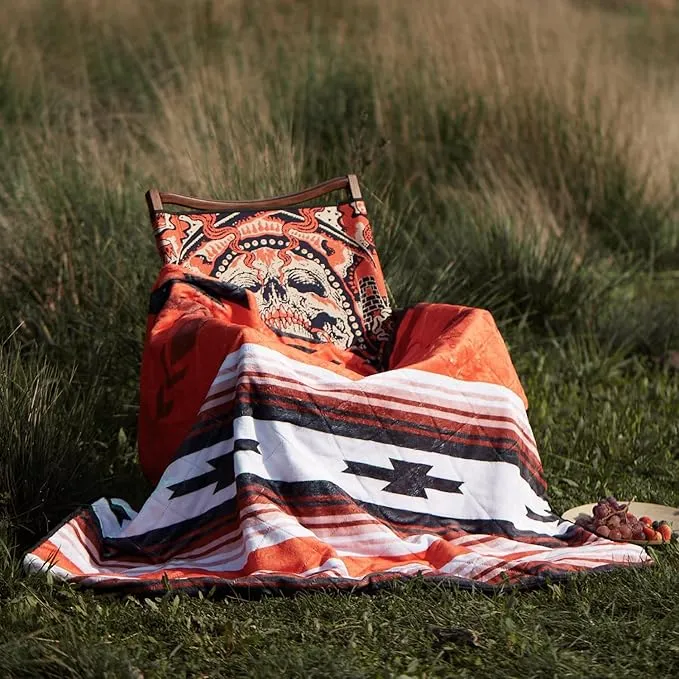 HORIMOTE HOME Outdoor Waterproof Camping Blanket, Extra Thick Flannel Fleece Warm for Cold Weather, Windproof Aztec Blankets Foldable for Stadium Picnic Dog Pet Car (INCA)