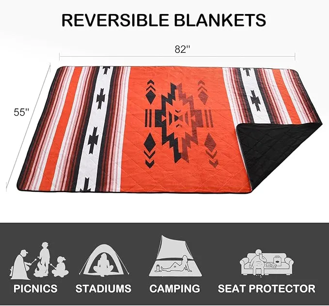 HORIMOTE HOME Outdoor Waterproof Camping Blanket, Extra Thick Flannel Fleece Warm for Cold Weather, Windproof Aztec Blankets Foldable for Stadium Picnic Dog Pet Car (INCA)