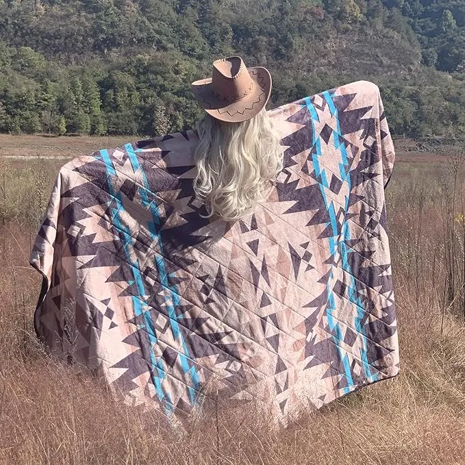 HORIMOTE HOME Outdoor Waterproof Camping Blanket, Extra Thick Flannel Fleece Warm for Cold Weather, Windproof Aztec Blankets Foldable for Stadium Picnic Dog Pet Car(Dakota)