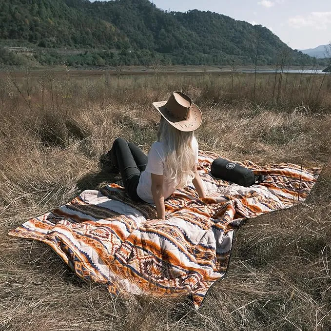 HORIMOTE HOME Outdoor Waterproof Camping Blanket, Extra Thick Flannel Fleece Warm for Cold Weather, Windproof Aztec Blankets Foldable for Stadium Picnic Dog Pet Car(Iowa)