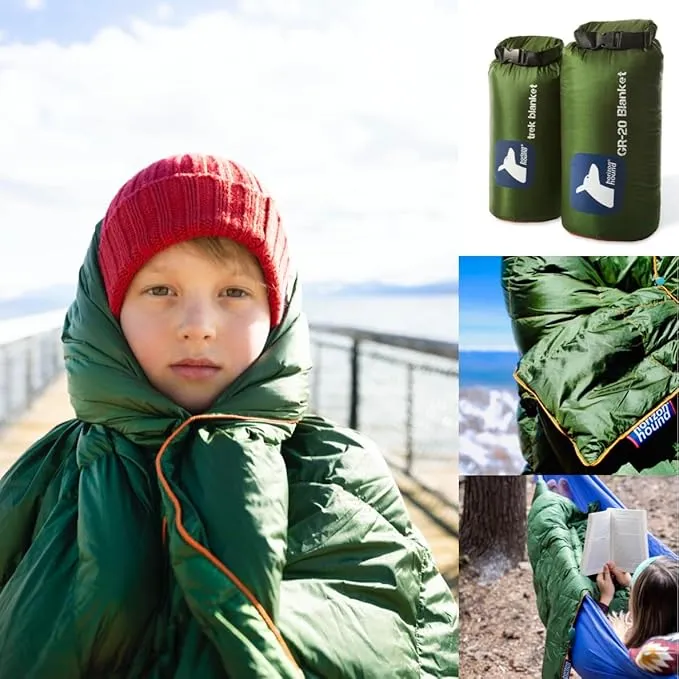 Horizon Hound Down Camping Blanket - Outdoor Travel Blanket | Sustainable Insulated Down | Lightweight & Warm Quilt for Camping, Stadium, Hiking & Festival | Water Resistant, Packable & Compact