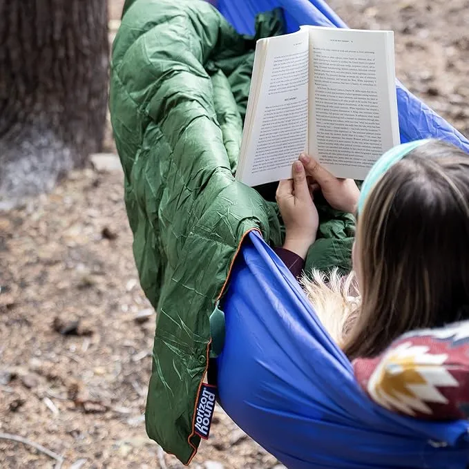 Horizon Hound Down Camping Blanket - Outdoor Travel Blanket | Sustainable Insulated Down | Lightweight & Warm Quilt for Camping, Stadium, Hiking & Festival | Water Resistant, Packable & Compact