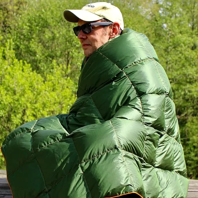 Horizon Hound Down Camping Blanket - Outdoor Travel Blanket | Sustainable Insulated Down | Lightweight & Warm Quilt for Camping, Stadium, Hiking & Festival | Water Resistant, Packable & Compact