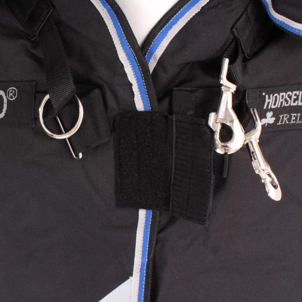 HORSEWARE Ireland Amigo Bravo 12 Plus Medium Weight Waterproof Breathable Horse Turnout Blanket, 250G, Black/Strong Blue/Black, 87